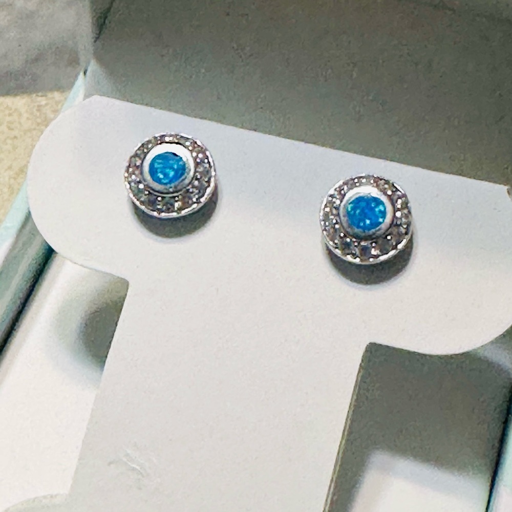 Tesori Mondo Opal and CZ pierced Earrings New